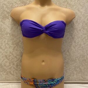 Xhilaration Purple Bandeau with Multicolor Paisley Bottom Bikini